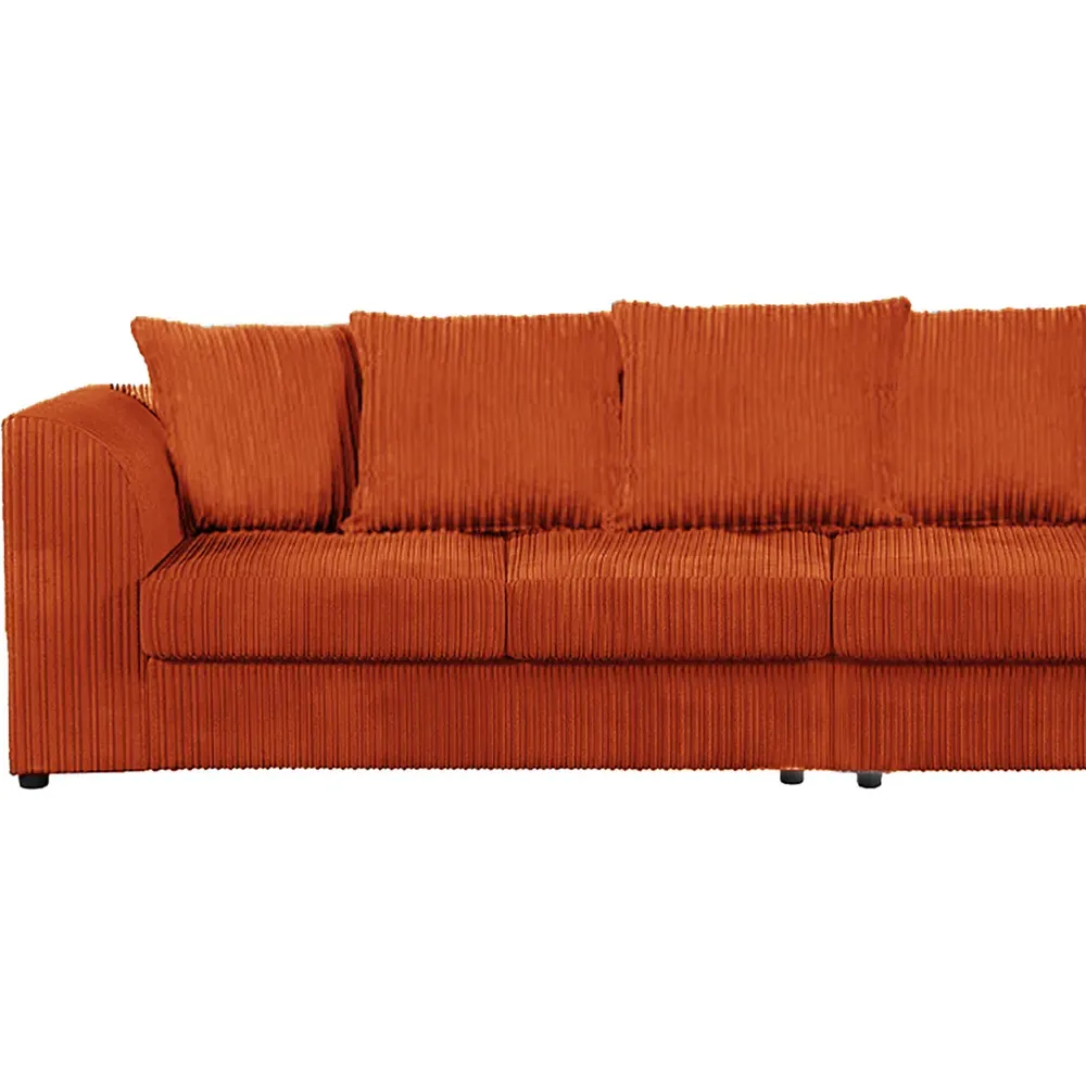4-Seater Scatter Back Sofa - Orange, Jumbo Cord