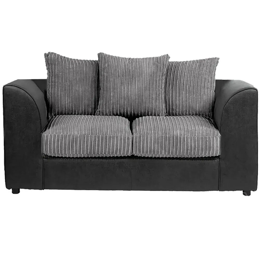 4-Seater Scatter Back Sofa Suite - Black and Grey, Jumbo Cord