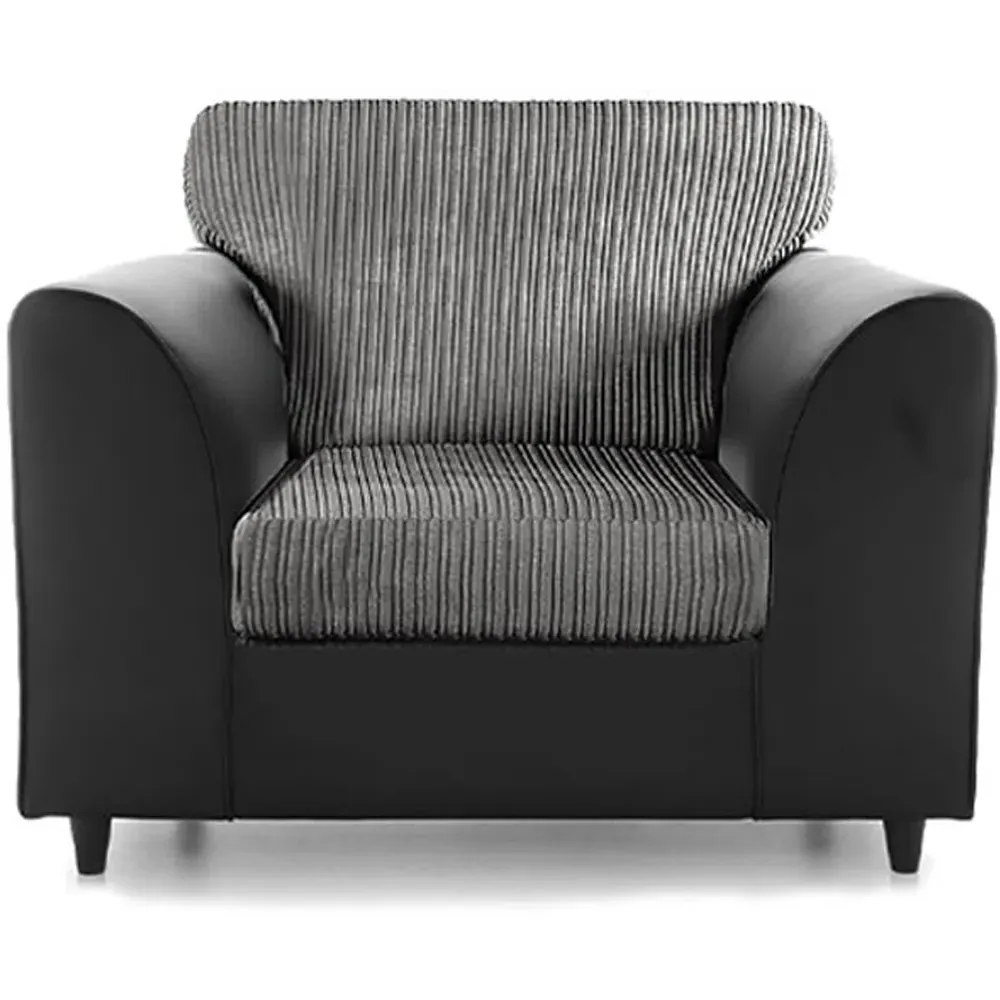 4-Seater Scatter Back Sofa Suite - Black and Grey, Jumbo Cord