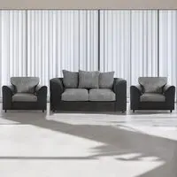 4-Seater Scatter Back Sofa Suite - Black and Grey, Jumbo Cord