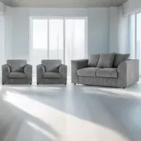 4-Seater Scatter Back Sofa Suite - Grey, Jumbo Cord