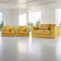 4-Seater Scatter Back Sofa Suite - Mustard, Jumbo Cord