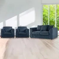 4-Seater Scatter Back Sofa Suite - Navy Blue, Jumbo Cord