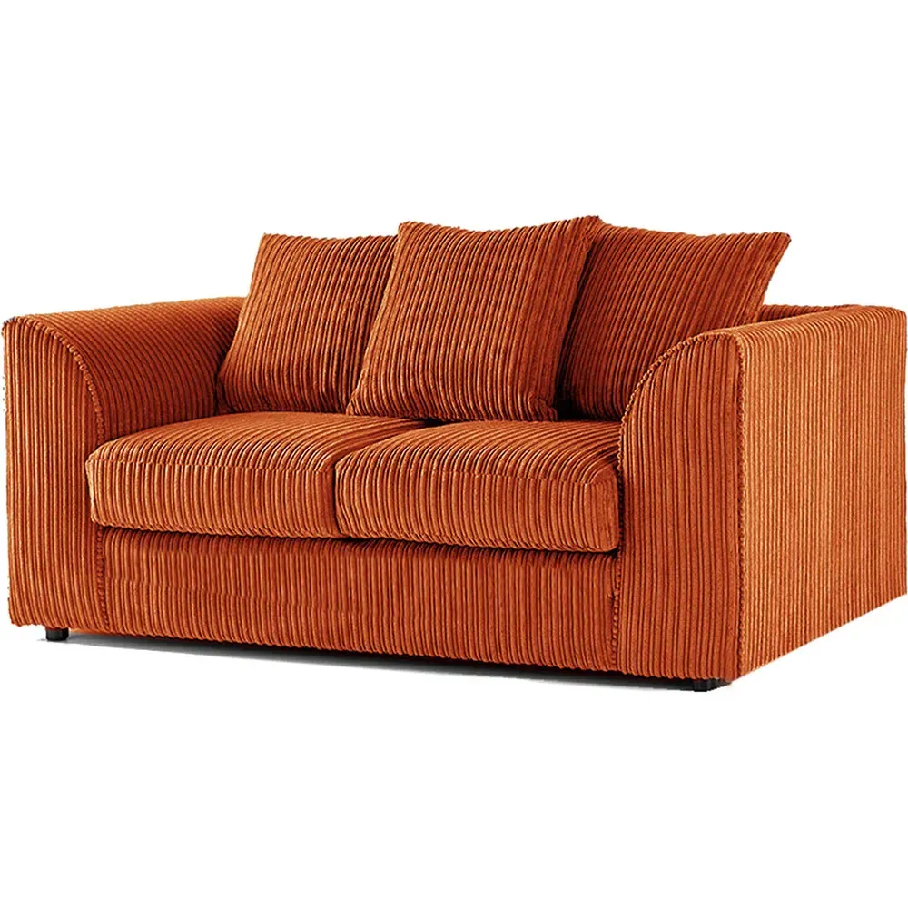 4-Seater Scatter Back Sofa Suite - Orange, Jumbo Cord