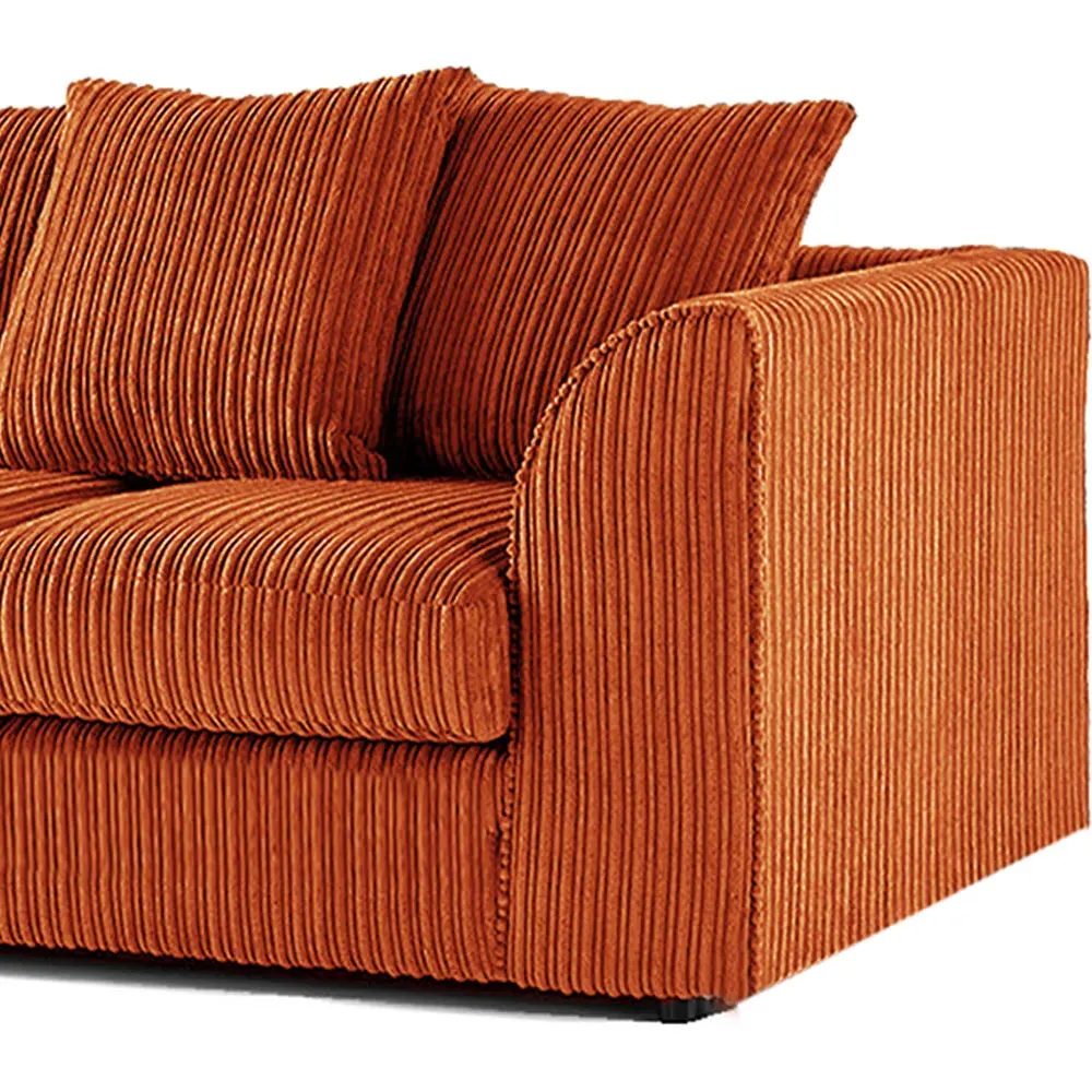 4-Seater Scatter Back Sofa Suite - Orange, Jumbo Cord