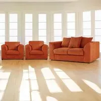 4-Seater Scatter Back Sofa Suite - Orange, Jumbo Cord