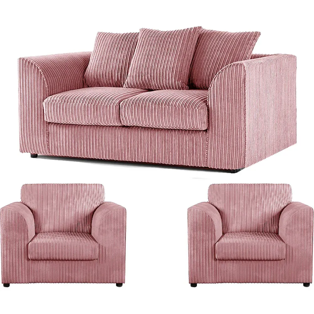 4-Seater Scatter Back Sofa Suite - Pink, Jumbo Cord