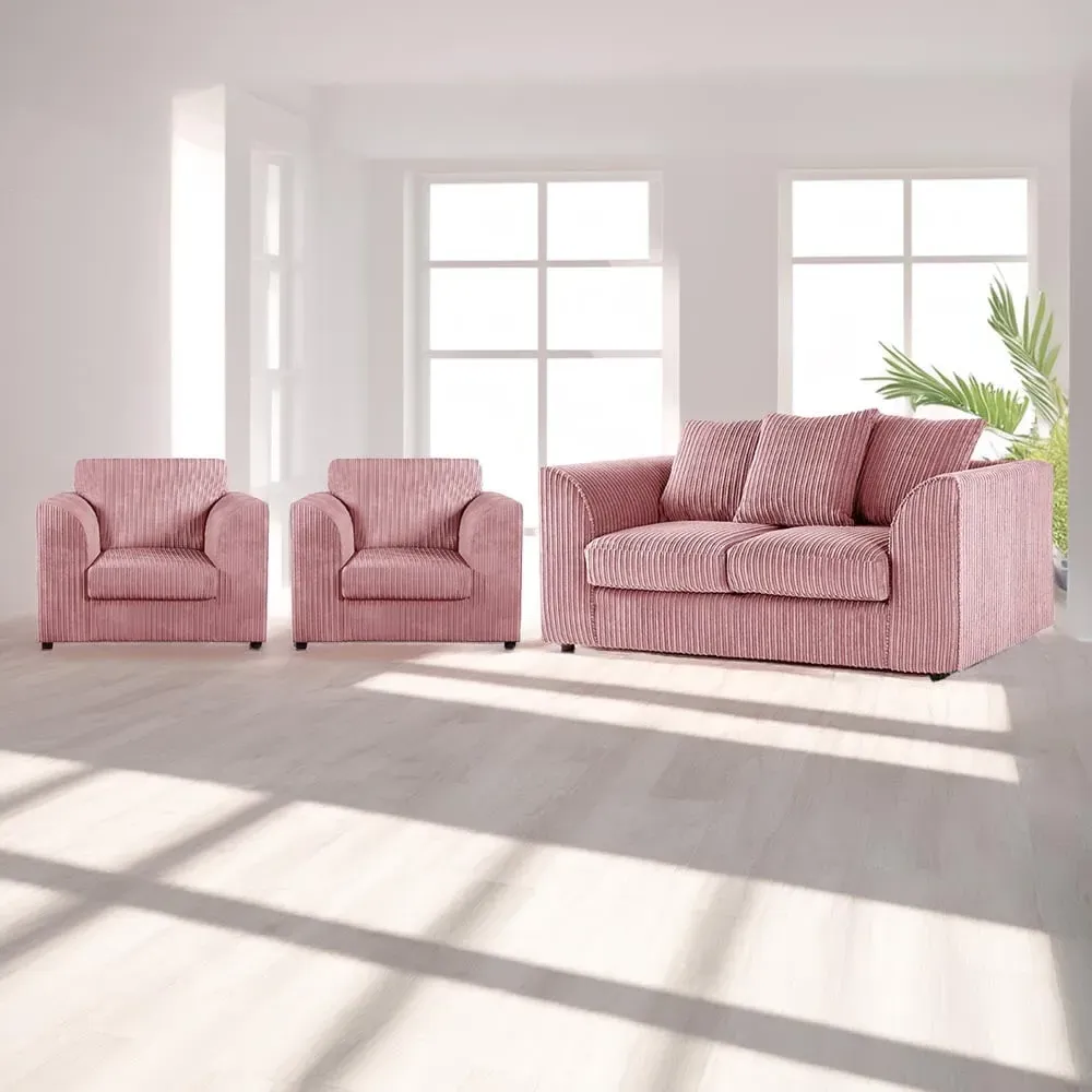 4-Seater Scatter Back Sofa Suite - Pink, Jumbo Cord image