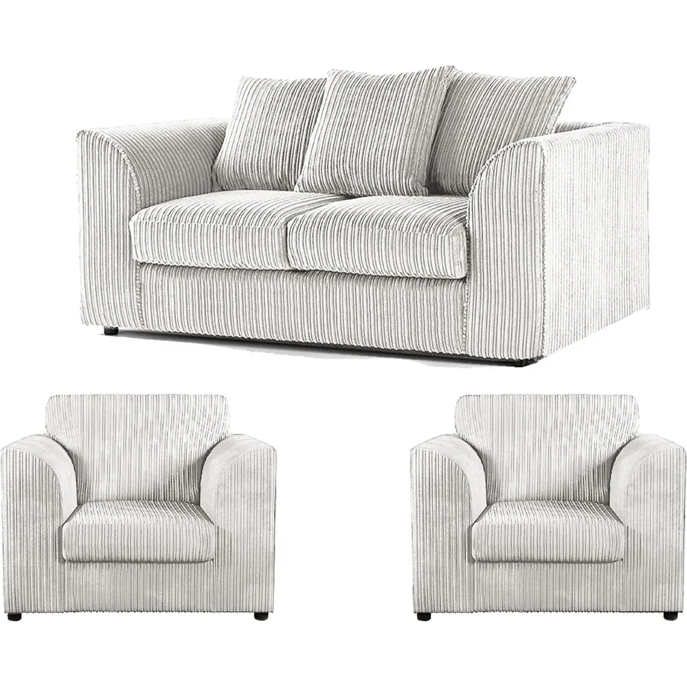 4-Seater Scatter Back Sofa Suite - Silver, Jumbo Cord