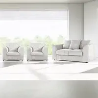 4-Seater Scatter Back Sofa Suite - Silver, Jumbo Cord