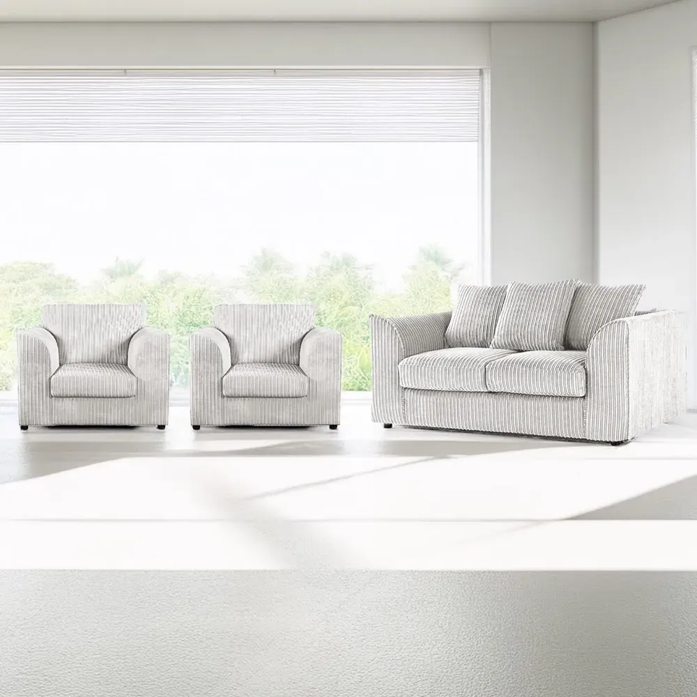 4-Seater Scatter Back Sofa Suite - Silver, Jumbo Cord image