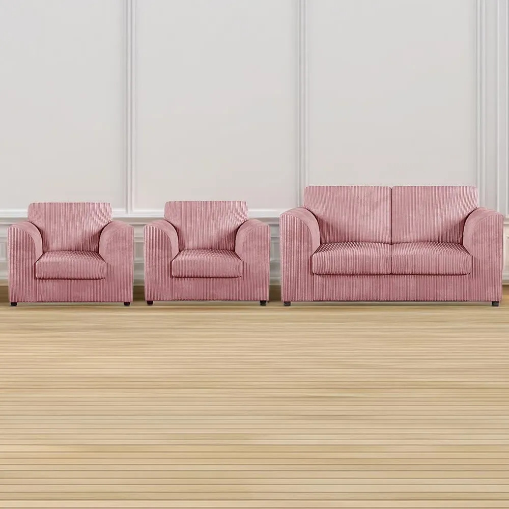 4-Seater Sofa Suite Full Back - Pink, Jumbo Cord