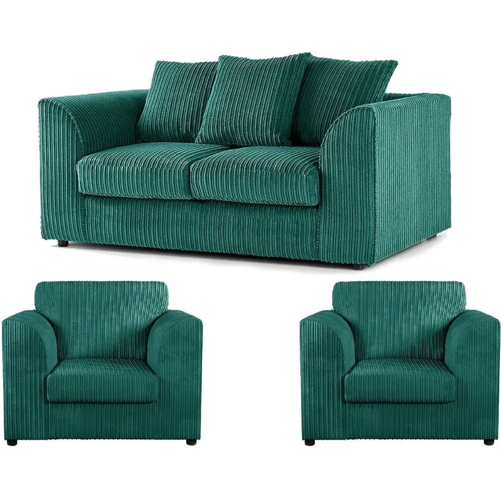 4-Seater Sofa Suite with Scatter Back - Teal, Jumbo Cord