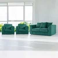 4-Seater Sofa Suite with Scatter Back - Teal, Jumbo Cord