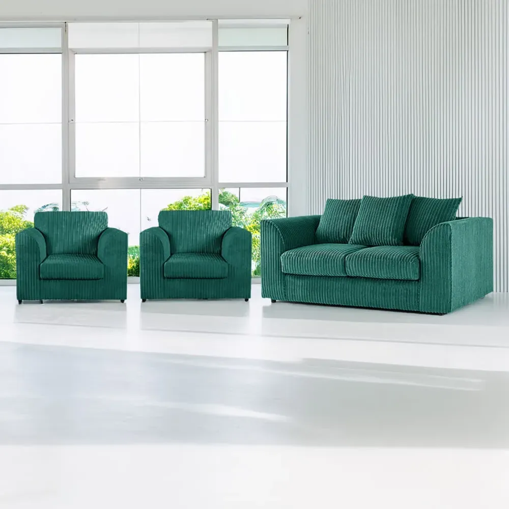 4-Seater Sofa Suite with Scatter Back - Teal, Jumbo Cord image