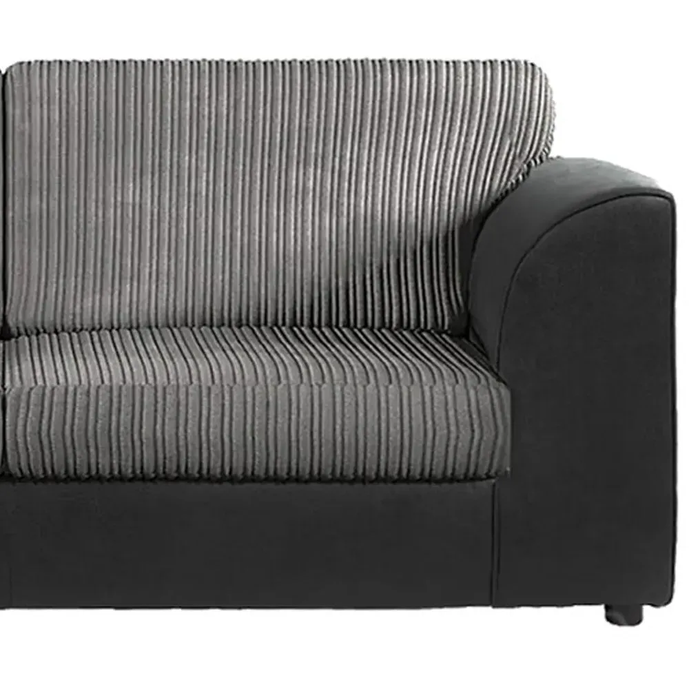 5-Seater Full Back Sofa Suite - Black and Grey, Jumbo Cord
