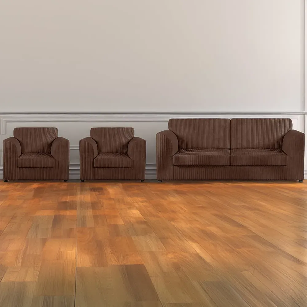 5-Seater Full Back Sofa Suite - Chocolate, Jumbo Cord