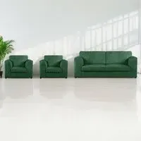 5-Seater Full Back Sofa Suite - Green, Jumbo Cord