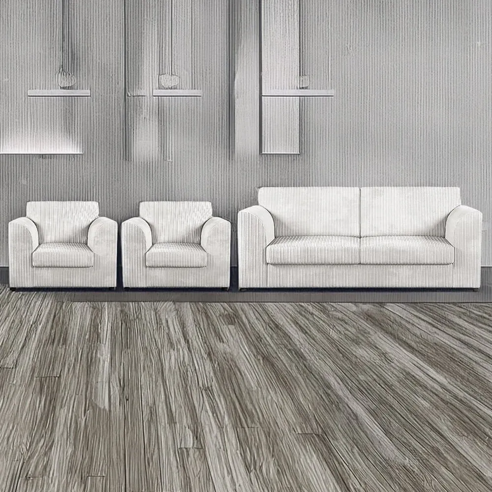 5-Seater Full Back Sofa Suite - Silver, Jumbo Cord