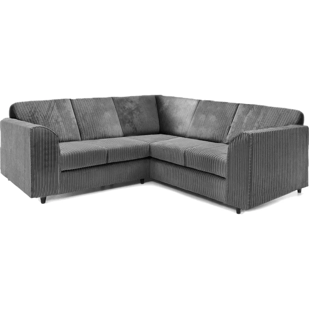 5-Seater L-Shaped Corner Sofa - Grey, Jumbo Cord