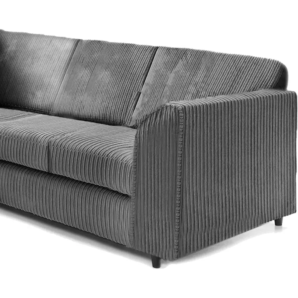 5-Seater L-Shaped Corner Sofa - Grey, Jumbo Cord