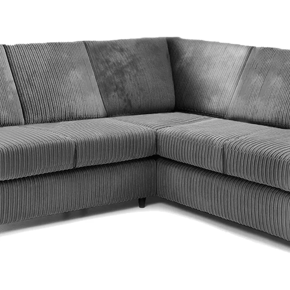 5-Seater L-Shaped Corner Sofa - Grey, Jumbo Cord