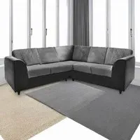 5-Seater L-Shaped Corner Sofa Set - Black and Grey, Jumbo Cord