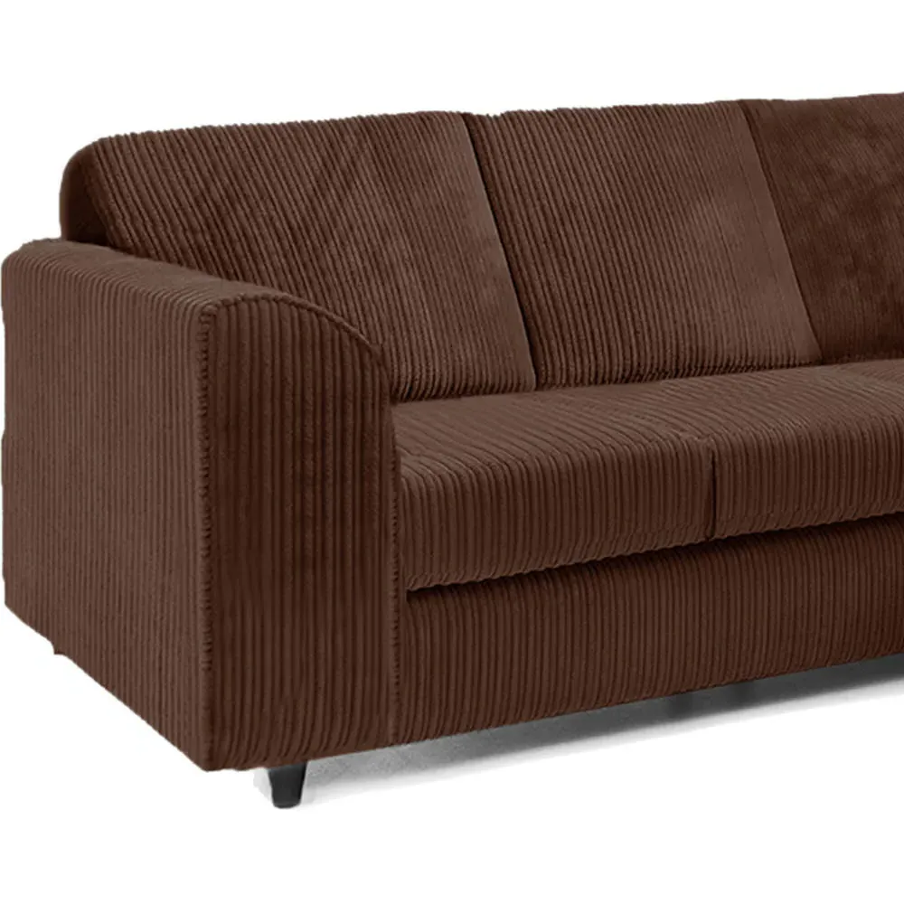 5-Seater L-Shaped Corner Sofa Set - Brown, Jumbo Cord