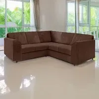 5-Seater L-Shaped Corner Sofa Set - Brown, Jumbo Cord