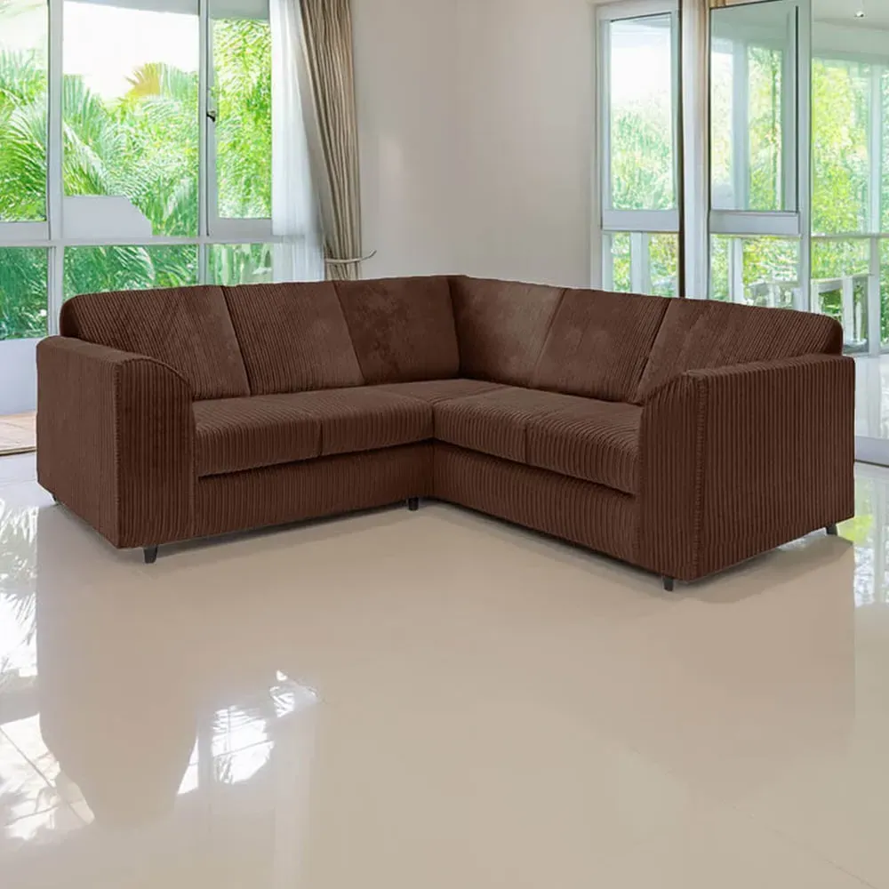5-Seater L-Shaped Corner Sofa Set - Brown, Jumbo Cord image