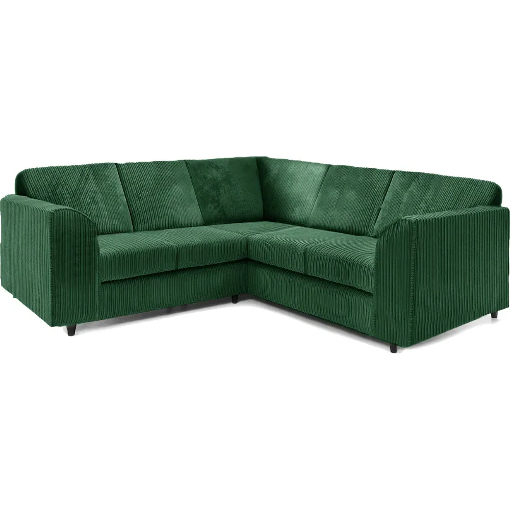 5-Seater L-Shaped Corner Sofa Set - Green, Jumbo Cord