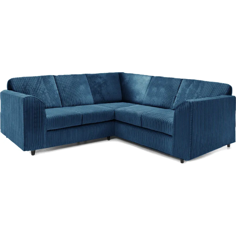 5-Seater L-Shaped Corner Sofa Set - Marine Blue, Jumbo Cord