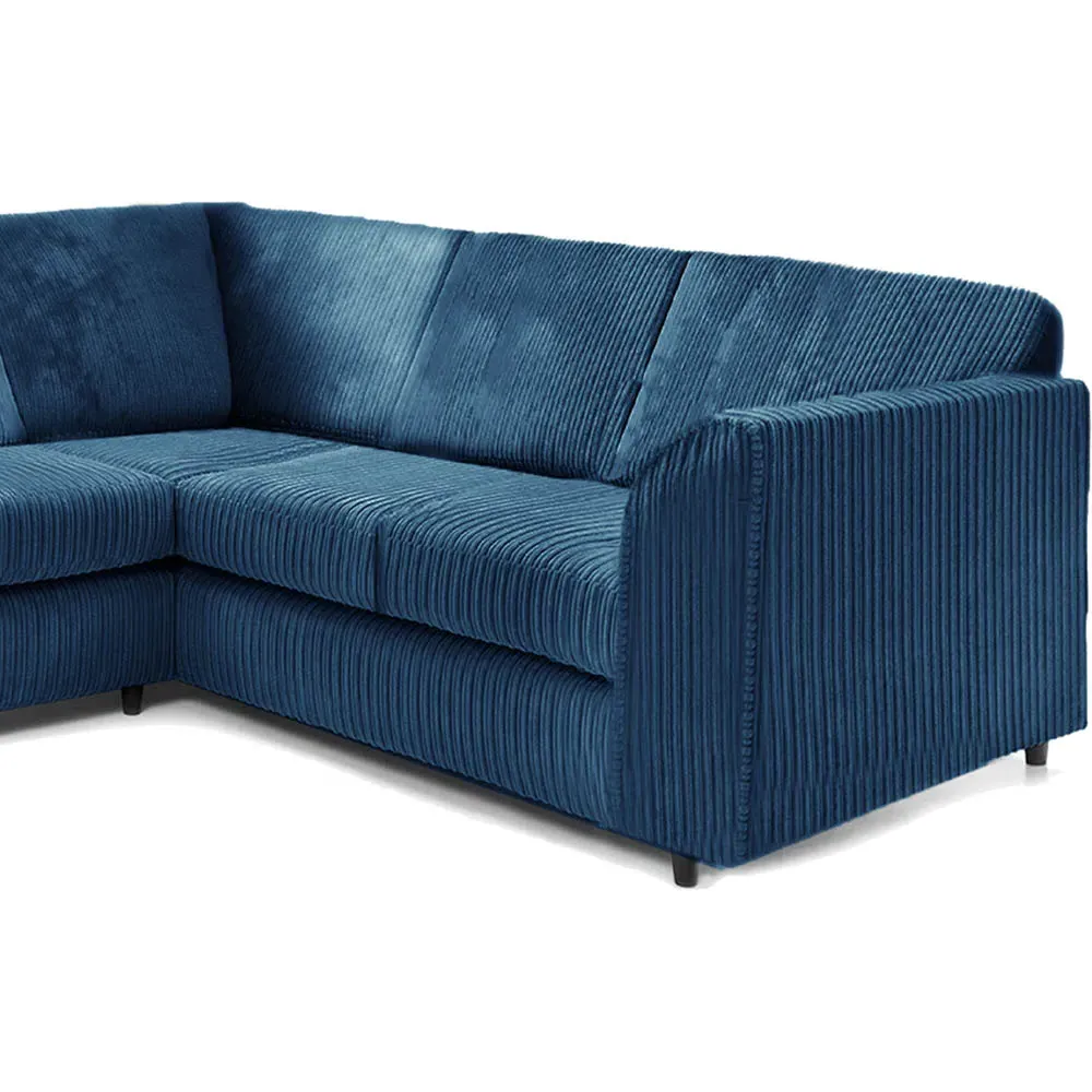 5-Seater L-Shaped Corner Sofa Set - Marine Blue, Jumbo Cord