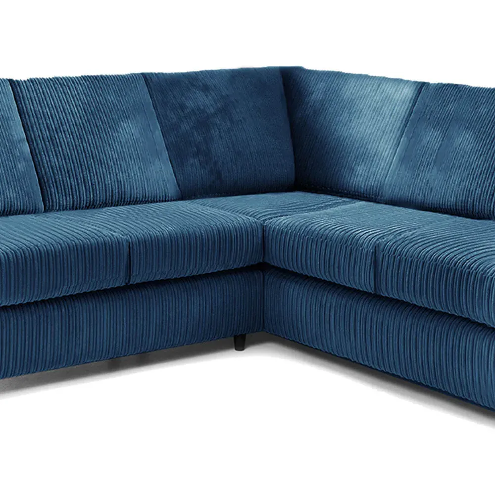 5-Seater L-Shaped Corner Sofa Set - Marine Blue, Jumbo Cord