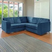 5-Seater L-Shaped Corner Sofa Set - Marine Blue, Jumbo Cord