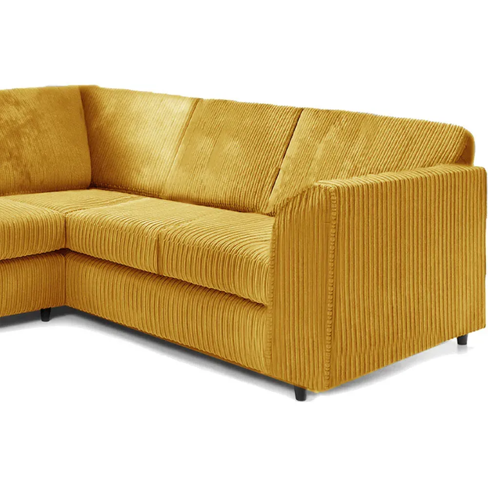 5-Seater L-Shaped Corner Sofa Set - Mustard, Jumbo Cord
