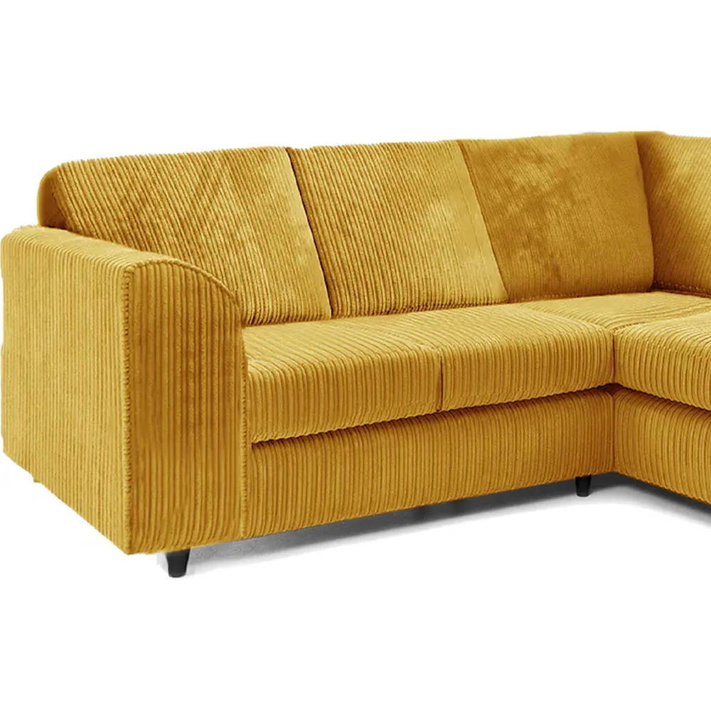 5-Seater L-Shaped Corner Sofa Set - Mustard, Jumbo Cord