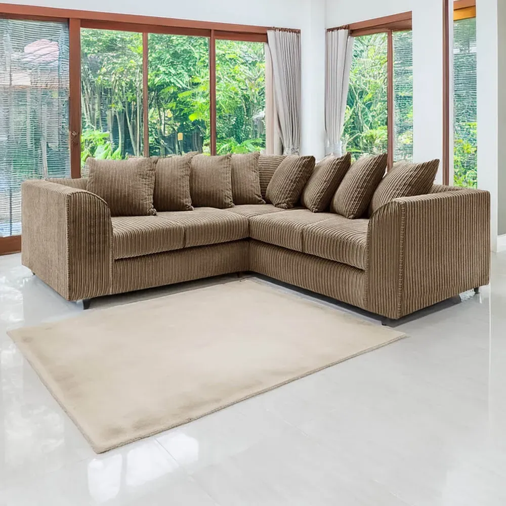 5-Seater L-Shaped Corner Sofa Set Scatter Back - Cream, Cord image