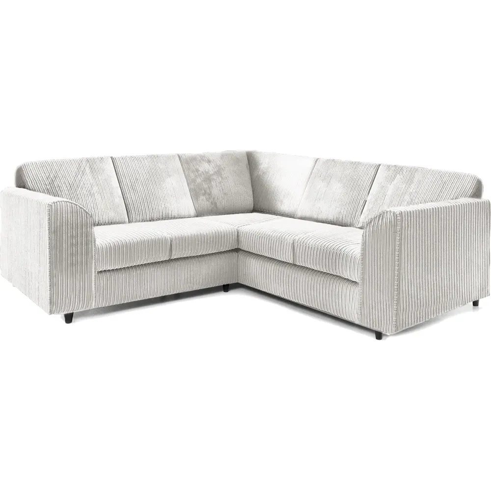 5-Seater L-Shaped Corner Sofa Set - Silver, Jumbo Cord