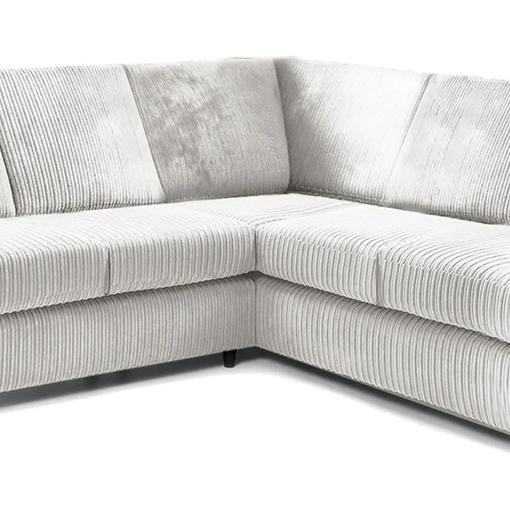 5-Seater L-Shaped Corner Sofa Set - Silver, Jumbo Cord