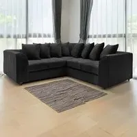 5-Seater L-Shaped Corner Sofa with Scatter Back - Black, Cord