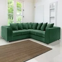 5-Seater L-Shaped Corner Sofa with Scatter Back - Green, Cord