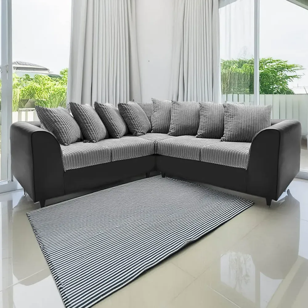 5-Seater L-Shaped Corner Sofa with Scatter Back - Multi, Cord