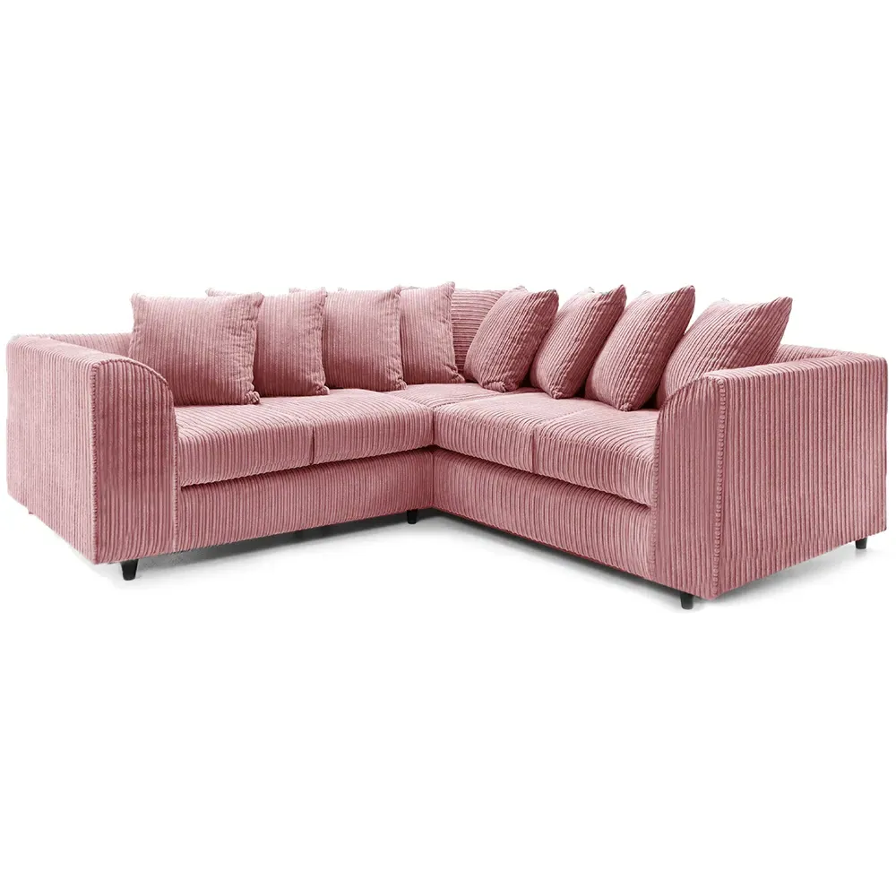 5-Seater L-Shaped Corner Sofa with Scatter Back - Pink, Cord
