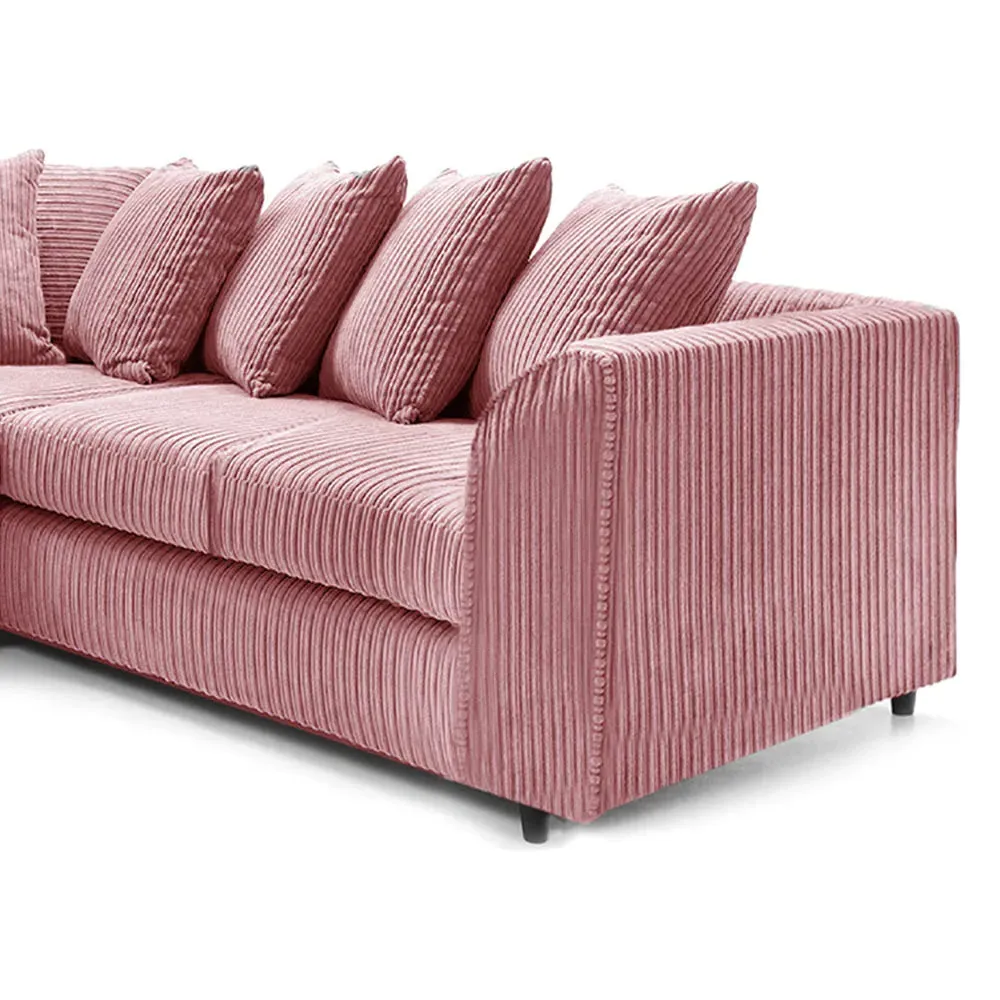 5-Seater L-Shaped Corner Sofa with Scatter Back - Pink, Cord