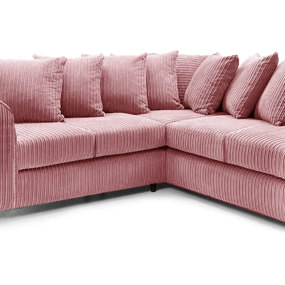 5-Seater L-Shaped Corner Sofa with Scatter Back - Pink, Cord