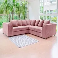 5-Seater L-Shaped Corner Sofa with Scatter Back - Pink, Cord