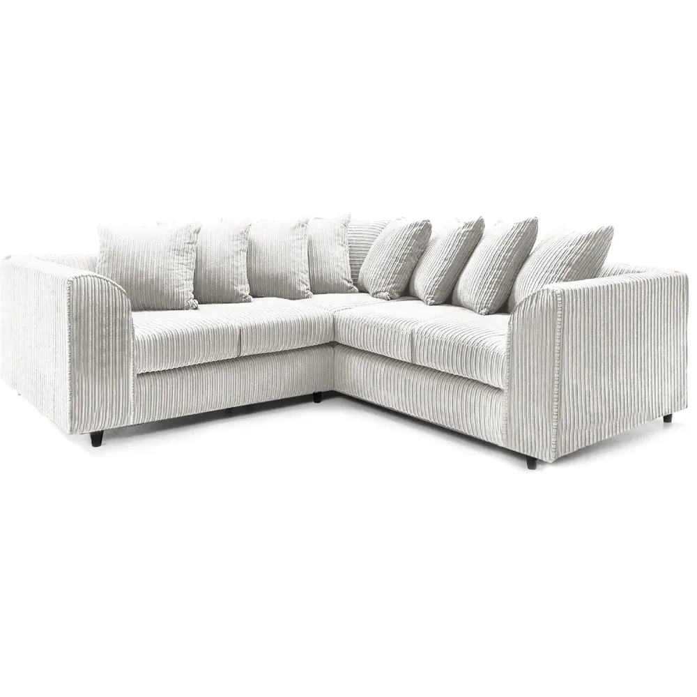 5-Seater L-Shaped Corner Sofa with Scatter Back - Silver, Cord