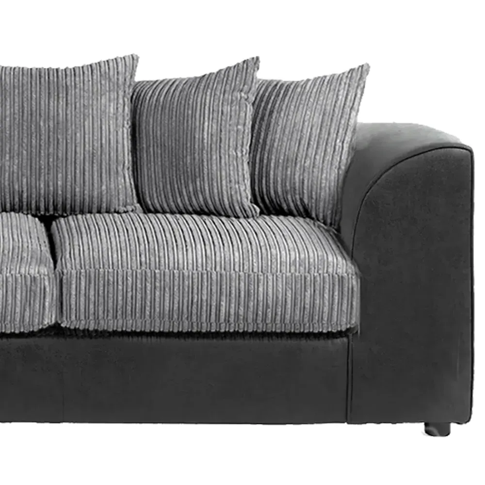 5-Seater Scatter Back Sofa Suite - Black and Grey, Jumbo Cord