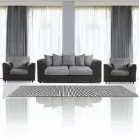 5-Seater Scatter Back Sofa Suite - Black and Grey, Jumbo Cord